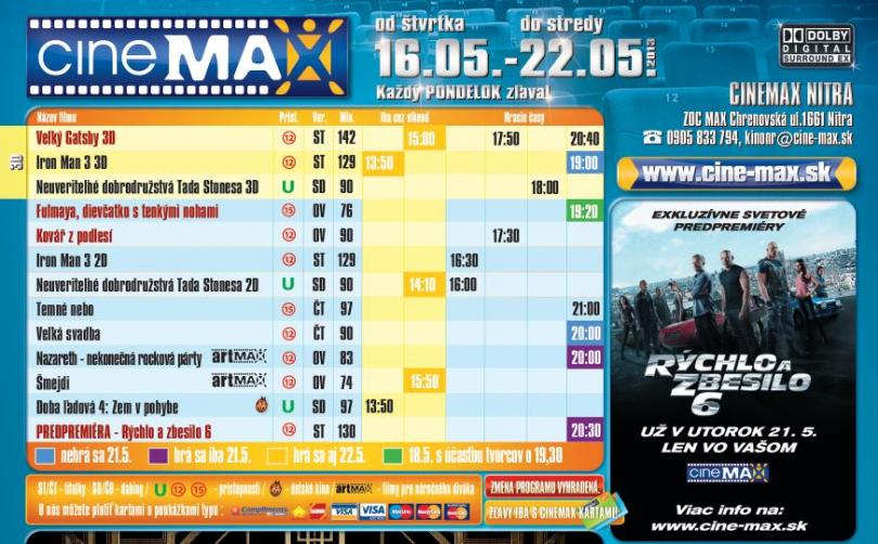 Aktu Lny Program Cinemax U Z Avy A Akcie V Oc Max Nitra