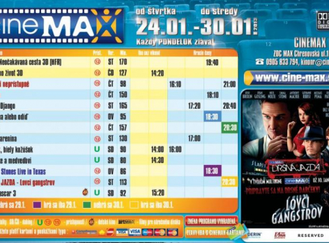 Aktuálny program Cinemax-u od 24.01. - 30.01.2013