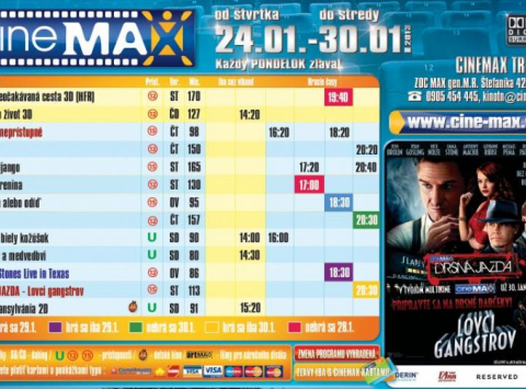 Aktuálny program Cinemax-u od 24.01. - 30.01.2013