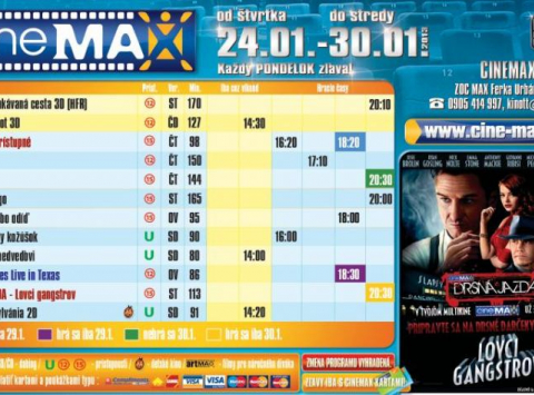 Aktuálny program Cinemax-u od 24.01. - 30.01.2013