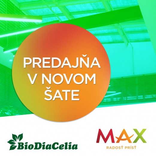 Predajňa Biodiacelia v novom dizajne v nákupnom centre OC MAX Trenčín