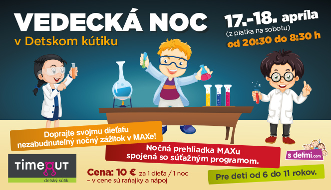 Vedecká noc v Detskom kútiku v nákupnom centre OC MAX Trenčín