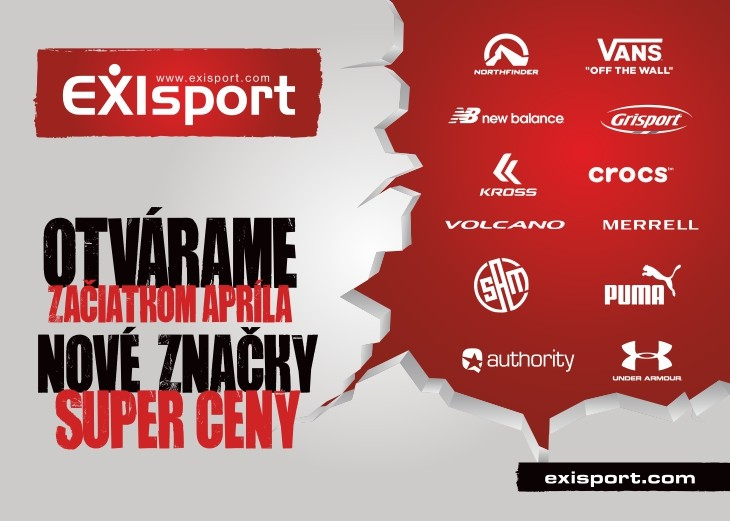 Nové značky, super ceny - otvárame začiatkom apríla nový Exisport pre vás!, Obchodné a nákupné centrum MAX Nitra