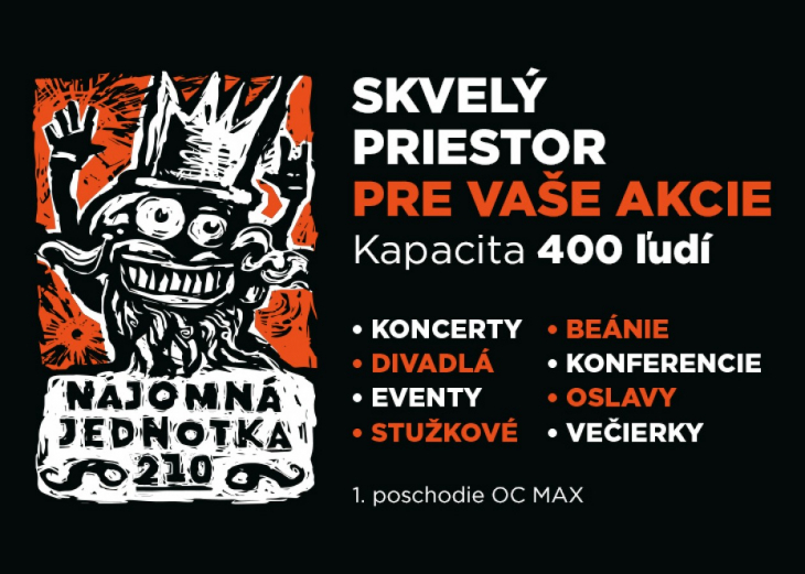 Klub Nájomná jednotka 210 pre vás na október a november pripravil nasledovný program., Obchodné a nákupné centrum MAX Nitra